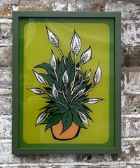 Image 1 of Peace Lillies - Reverse Gold Gilded Glass in painted frame
