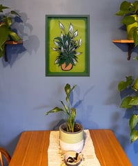 Image 2 of Peace Lillies - Reverse Gold Gilded Glass in painted frame
