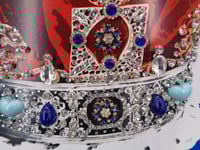 Image 2 of Prestige A3 Sapphire Rosettes and Turqiouse hearts Crown in 3D box frame