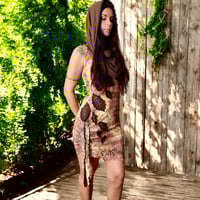 Image 2 of Brown Forest Leaves Paisley Dress With Scarf V2 - M/L