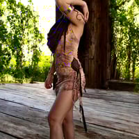 Image 14 of Brown Forest Leaves Paisley Dress With Scarf  - S/M/L/XL