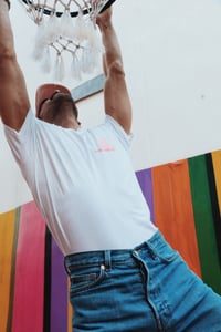 Image 1 of T-SHIRT PARIS NORD-EST - BLANC/ROSE FLUO