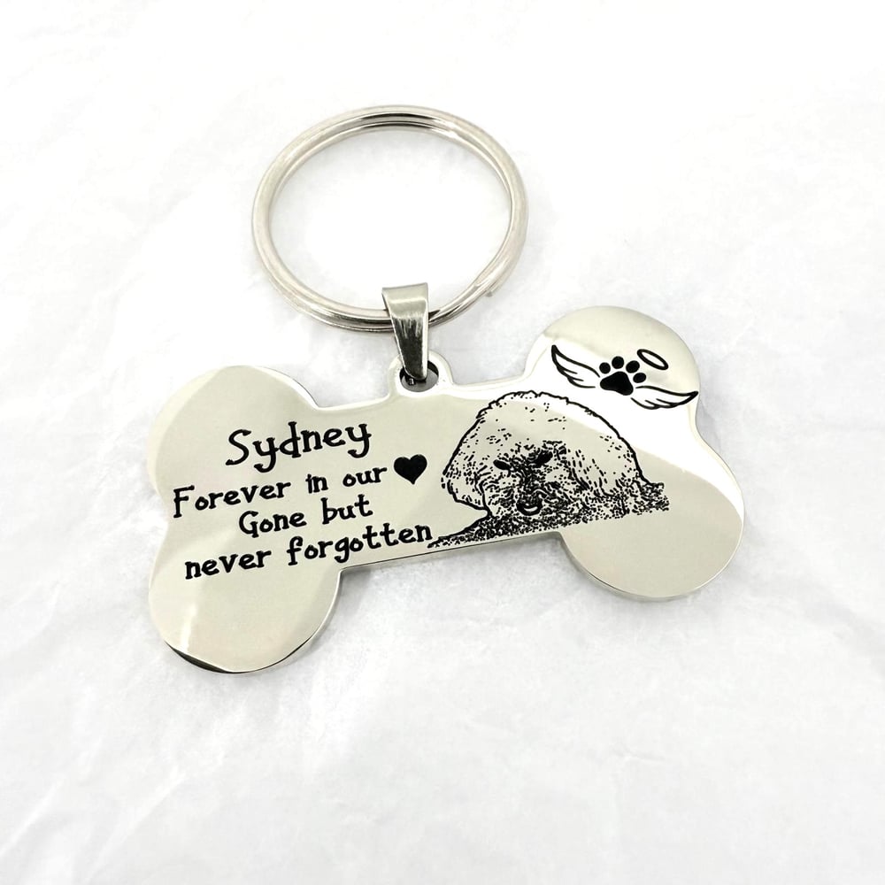 Image of Customized Loss of Pet Dog Memorial Keychain Gift