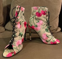 Floral Lace-up Booties