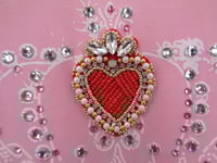 Image 3 of Pink beaded Red Heart Crown T shirt