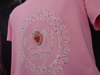 Image 9 of Pink beaded Red Heart Crown T shirt
