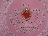 Image 4 of Pink beaded Red Heart Crown T shirt