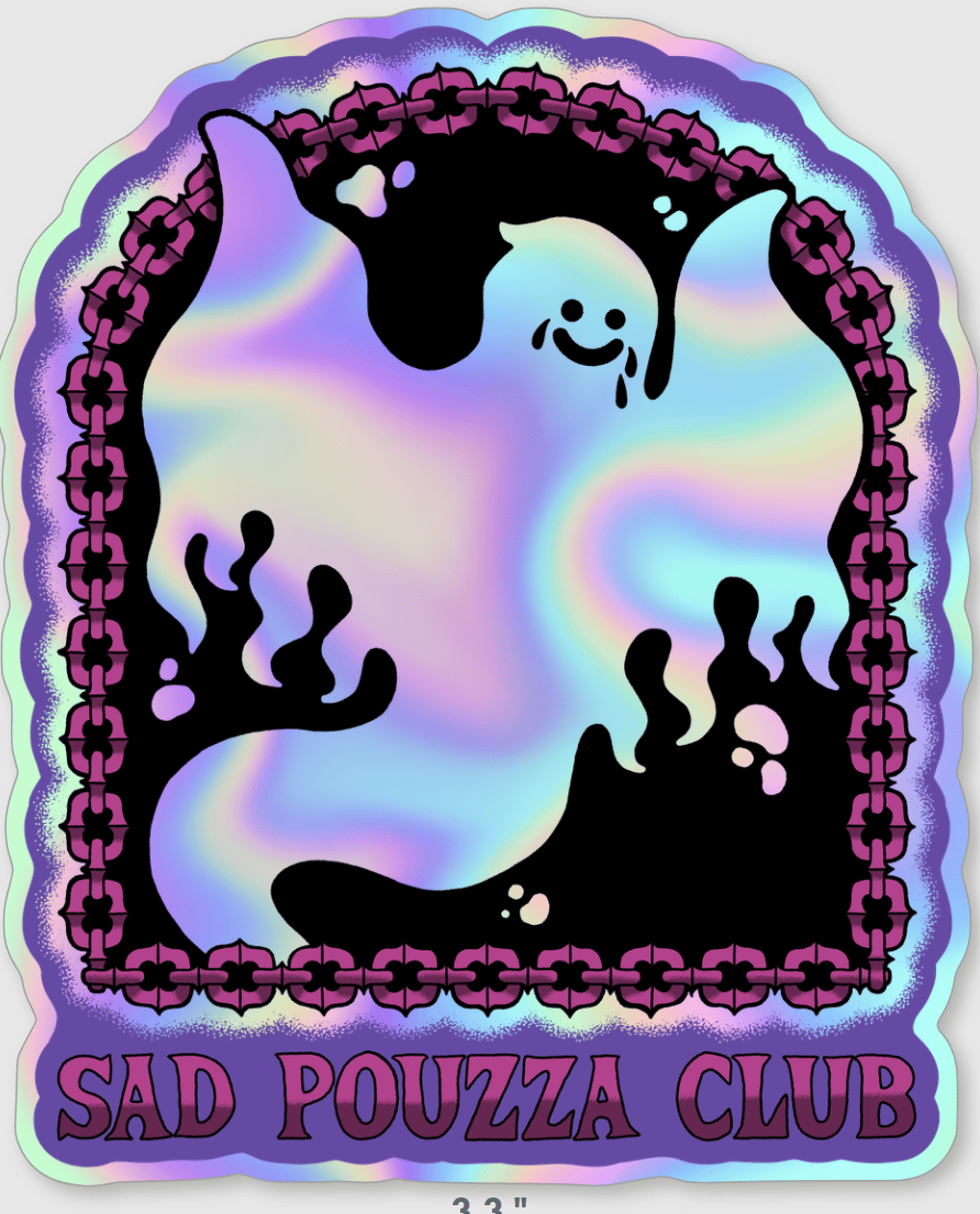 Image de COLLANT HOLO " SAD POUZZA CLUB " HOLOGRAPHIC STICKER  