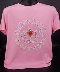 Image 1 of Pink beaded Red Heart Crown T shirt