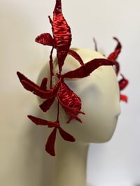 Image 2 of Red raffia headpiece 