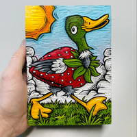 Image 1 of Strawberry Duck - Carved Panel