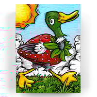 Image 3 of Strawberry Duck - Carved Panel
