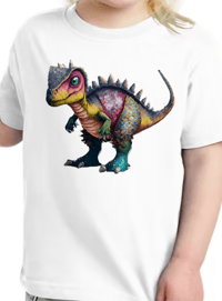 Image 8 of Velociraptor Tee - With or Without Bow Kids Youth Girls and Boys Black Cute Dinosaur T-shirt