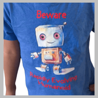 Image 3 of Humanoid Tee - Kids Youth Girls and Boys Blue Funny Quirky Robot T-shirt