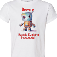 Image 6 of Humanoid Tee - Kids Youth Girls and Boys Blue Funny Quirky Robot T-shirt