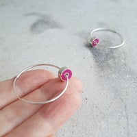Image 3 of Large First Exploration Hoops in Orange or Hot Pink on 30mm Hoops