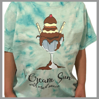 Image 2 of "What Are You Making?" Book Tee - Kids Girls and Boys Blue Tiedye - Ice Cream Sundae with Mud Sauce