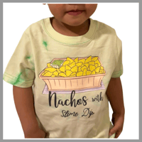 Image 2 of "What Are You Making?" Book Tee - Kids Girls and Boys Green Tiedye Shirt- Nachos With Slime Dip 
