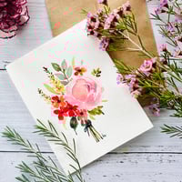 Image 1 of Hand painted watercolour Floral greeting card - Peony 