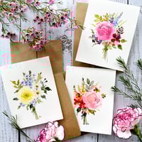 Image 4 of Hand painted watercolour Floral greeting card. Yellow Rose 