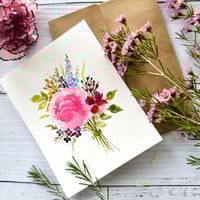 Image 3 of Hand painted watercolour Floral greeting card - Pink Rose