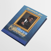 Image 1 of 8 Page Blue Elegant Funeral Program 11x17 | Fully Editable Canva