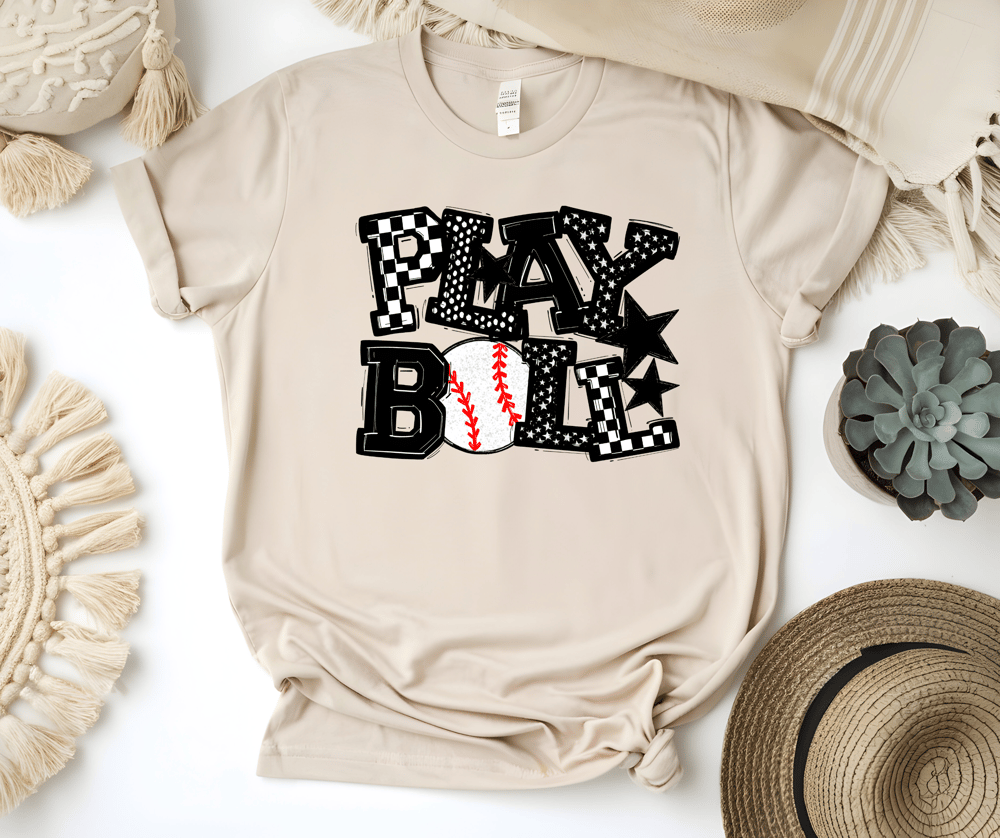 Image of Play Ball Shirt | Baseball Mom Shirt | Game Day Tee | DTF Graphic T-Shirt | Softball Shirt | Sports 