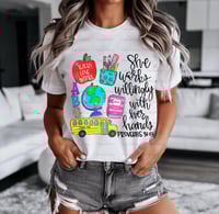 Image 1 of She Works Willingly With Her Hands Shirt, Kindergarten Teacher, Preschool Teacher, Back To School...