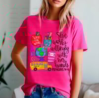 Image 3 of She Works Willingly With Her Hands Shirt, Kindergarten Teacher, Preschool Teacher, Back To School...
