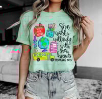 Image 5 of She Works Willingly With Her Hands Shirt, Kindergarten Teacher, Preschool Teacher, Back To School...