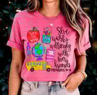 Image 10 of She Works Willingly With Her Hands Shirt, Kindergarten Teacher, Preschool Teacher, Back To School...