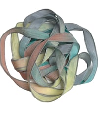 Image 2 of 1PC. SPRING FLING  42" Hand Dyed Finished Edge Silk Wrist Wrap Bracelet/Jewelry/Craft Ribbons