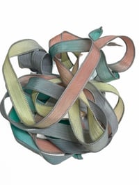 Image 3 of 1PC. SPRING FLING  42" Hand Dyed Finished Edge Silk Wrist Wrap Bracelet/Jewelry/Craft Ribbons