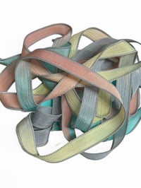 Image 1 of 1PC. SPRING FLING  42" Hand Dyed Finished Edge Silk Wrist Wrap Bracelet/Jewelry/Craft Ribbons