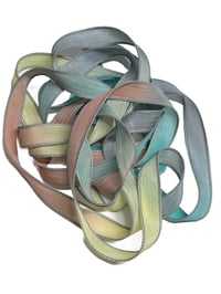 Image 5 of 1PC. SPRING FLING  42" Hand Dyed Finished Edge Silk Wrist Wrap Bracelet/Jewelry/Craft Ribbons