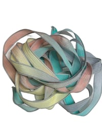 Image 6 of 1PC. SPRING FLING  42" Hand Dyed Finished Edge Silk Wrist Wrap Bracelet/Jewelry/Craft Ribbons
