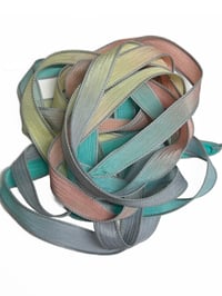 Image 4 of 1PC. SPRING FLING  42" Hand Dyed Finished Edge Silk Wrist Wrap Bracelet/Jewelry/Craft Ribbons