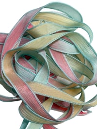 Image 1 of 1PC. BEACH CABANA 42" Hand Dyed Finished Edge Silk Wrist Wrap Bracelet/Jewelry/Craft Ribbons