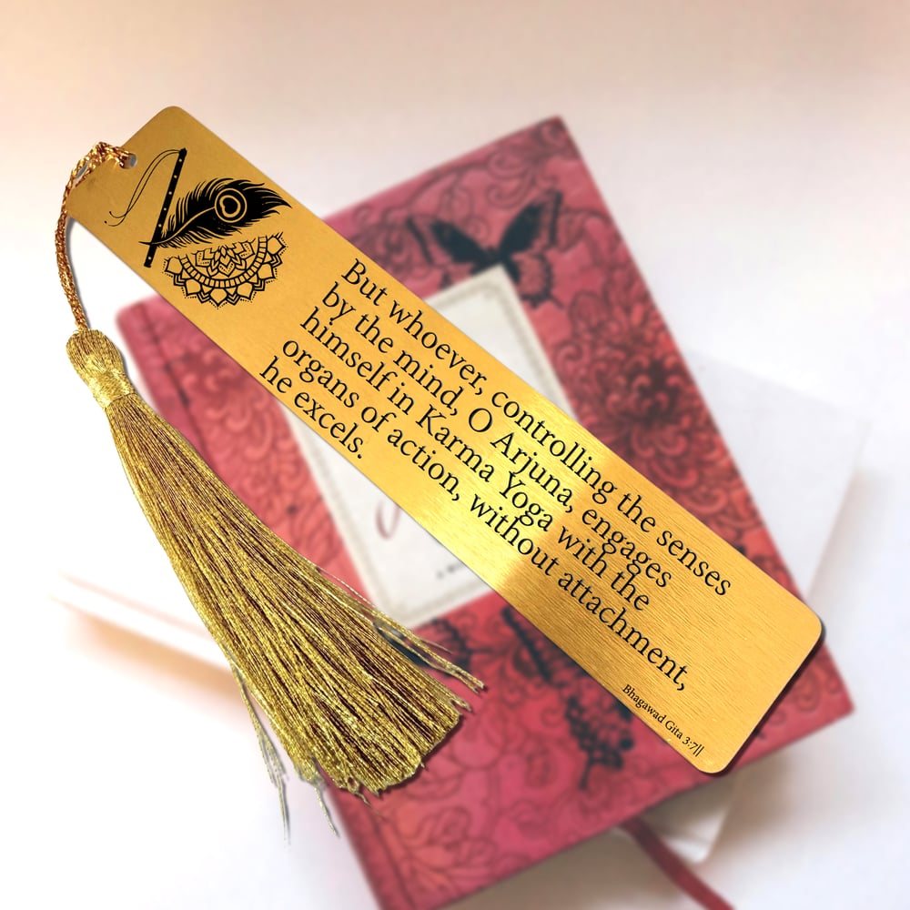 Image of Bhagawad Gita Chapter 3:7 Bookmark & Spiritual Gifts.