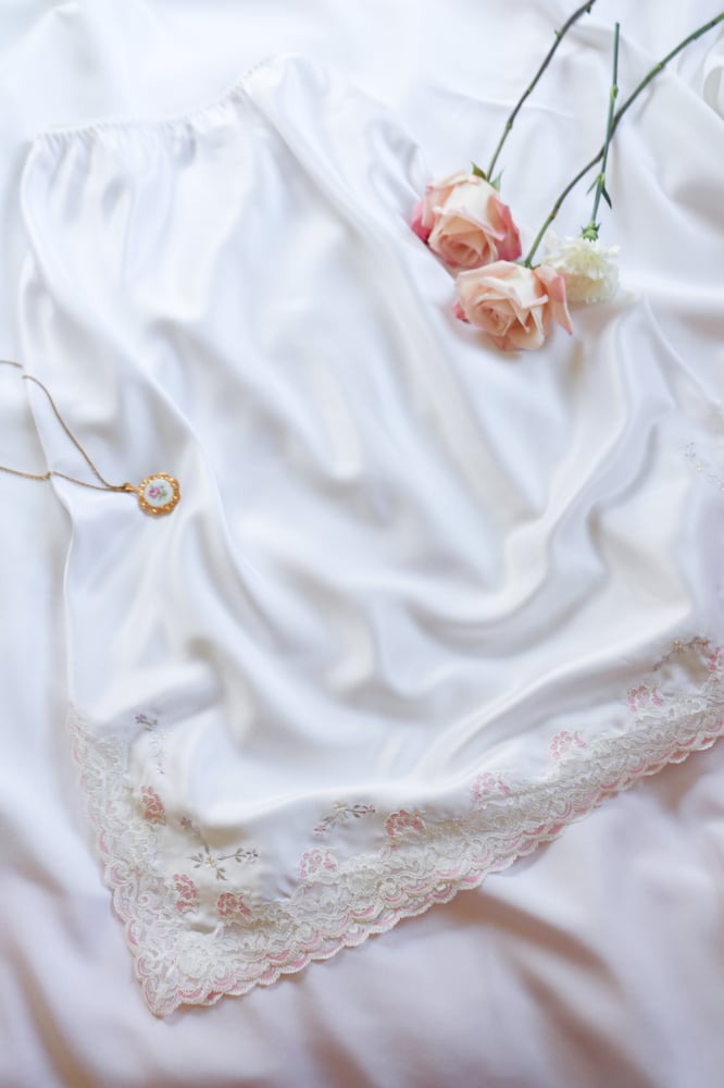 Image of Vintage Etienne Cottage Floral Embroidered Half Slip (Medium)
