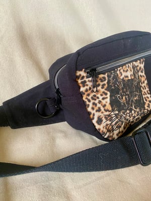 Image of Black Fanny Pack with Cat Patch