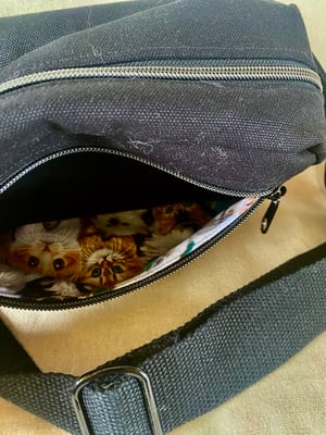 Image of Black Fanny Pack with Cat Patch