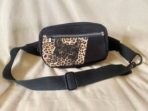 Image of Black Fanny Pack with Cat Patch
