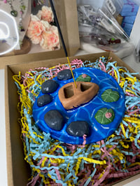 Image 4 of Canoe boat and waterlillies clay incense holder