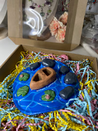 Image 3 of Canoe boat and waterlillies clay incense holder