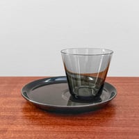 Image 1 of Kaj Franck Kimara Grey Tumbler on Rare Kilta Black Special Plate
