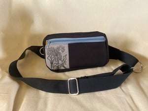 Image of Black fanny pack with Grey Borage patch