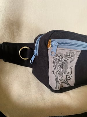 Image of Black fanny pack with Grey Borage patch
