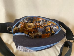 Image of Black fanny pack with Grey Borage patch