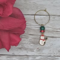 Image 3 of Snowman with Broom Wine Glass Charm 